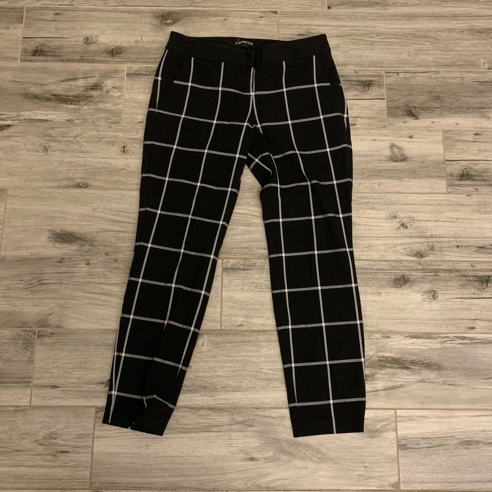 Black and White Striped Geometric Express Columnist Ankle Work Pant Size 2R